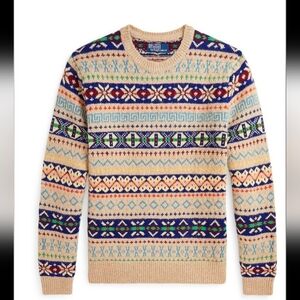 Polo Ralph Lauren Olah Cream Multicolor Wool Blend Sweater XL